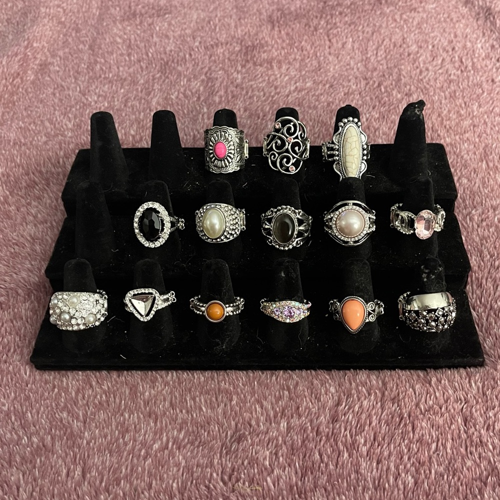 14 Beautiful Fashion Rings, Thick Stretch Band